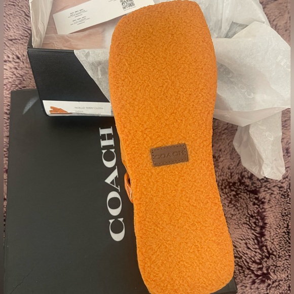 COACH Signature Noelle Sandal In Terry Cloth Size 6.5 PAPAYA, BRAND NEW in BOX - Picture 5 of 6